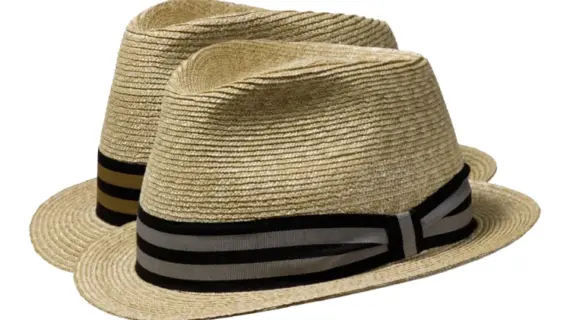 Strohhut Trilby Freiamt Boswiler mit gestreiftem Hutband||Strohhut Trilby Freiamt Boswiler mit gestreiftem Hutband