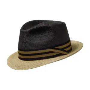 Luxus Stroh Panama Trilby Freiamt Fi-Göler Schwarz/Natur|||||