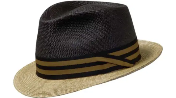 Luxus Stroh Panama Trilby Freiamt Fi-Göler Schwarz/Natur|||||