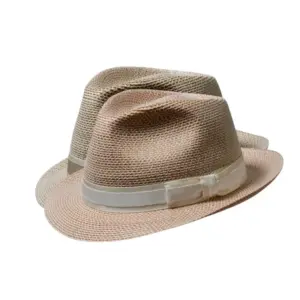 Eleganter Trilby Sommerhut aus Paglina/Bast mit zweifarbiger Garnitur|Eleganter Trilby Sommerhut aus Paglina/Bast mit zweifarbiger Garnitur|Eleganter Trilby Sommerhut aus Paglina/Bast mit zweifarbiger Garnitur||||||