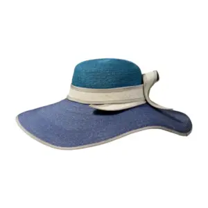 blauer Krempe und weißem Hutband|||