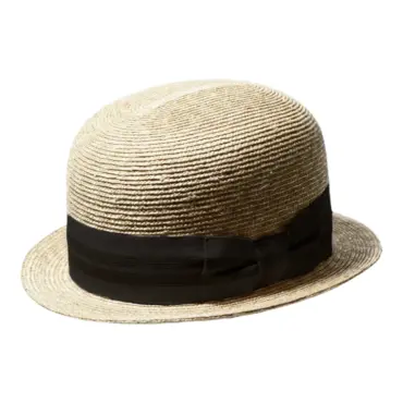 Sommerliche Strohhut Melone aus Weizenstroh mit breitem Hutband