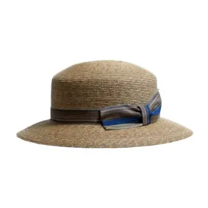 Damen Strohhut Freiamt Widerin natur mit multicolor-blauem Hutband||