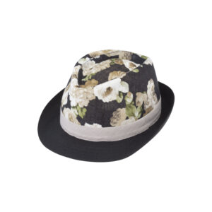Stoffhut Trilby Leinen floral gemustert Krempe und Band uni – hochwertige Kopfbedeckung von Fiebig bei Hut Factory Schweiz