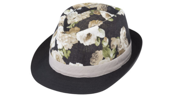 Stoffhut Trilby Leinen floral gemustert Krempe und Band uni – hochwertige Kopfbedeckung von Fiebig bei Hut Factory Schweiz