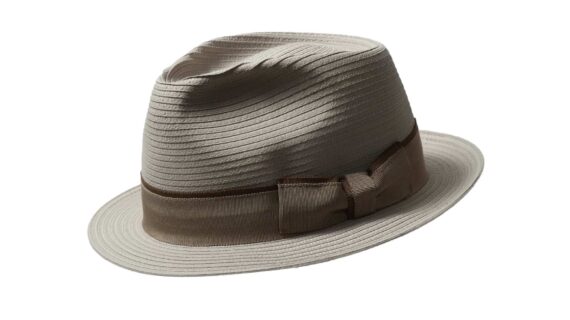 Strohhut Trilby Freiamt OberlunkhoferIn natur mit sandfarbenem Hutband||