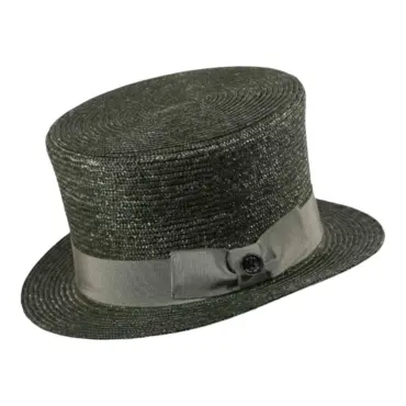 Rosa und Grün|Bunter Sommerzylinder aus Stroh in Schwarz