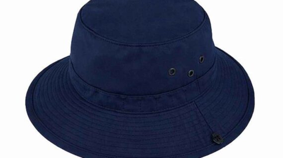 Stoffhut Baumwolle uni mit Druckknopf und Kinnband