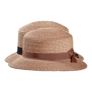 Damen Cloche-Hut aus Weizenstroh mit marineblauem bzw. nougatfarbenem Rebsband|Damen Cloche-Hut aus Weizenstroh mit marineblauem bzw. nougatfarbenem Rebsband|Damen Cloche-Hut aus Weizenstroh mit marineblauem bzw. nougatfarbenem Rebsband|||