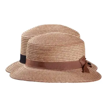 Damen Cloche-Hut aus Weizenstroh mit marineblauem bzw. nougatfarbenem Rebsband|Damen Cloche-Hut aus Weizenstroh mit marineblauem bzw. nougatfarbenem Rebsband|Damen Cloche-Hut aus Weizenstroh mit marineblauem bzw. nougatfarbenem Rebsband|||