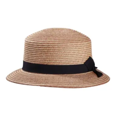 Cloche Bicolor Straw aus Weizenstroh mit marineblauem Rebsband