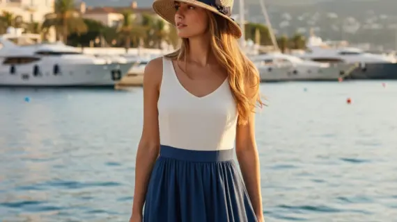 Cloche Bicolor Straw aus Weizenstroh mit marineblauem Rebsband