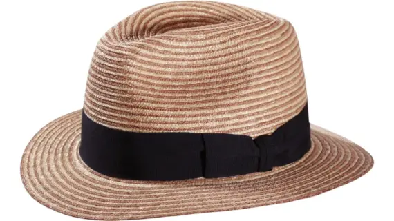 Fedora Sommerhut aus Weizenstroh mit blauem oder nougatfarbenem Rebsband