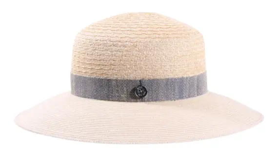 Damen Cloche-Hut aus 100% Hanf mit breitem Leinenhutband in Ciel|