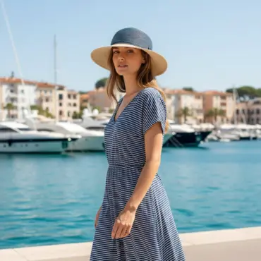 Cloche Straw & Hemp Marine Damenhut aus Hanf und Stroh