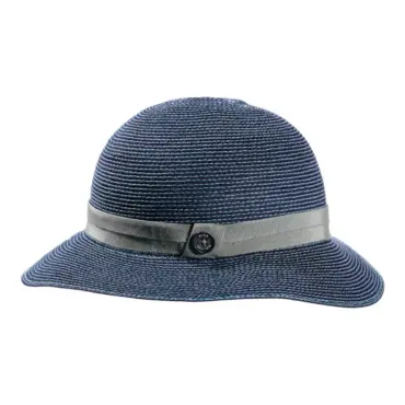 mit grosgrain Garnitur und Risa Knopf|Damen Cloche-Hut aus 100% Hanf