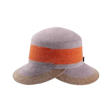 Damenhut Hanf blockcolors Flieder Orange Nougat von Risa