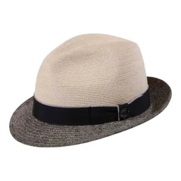 Sommerhut Trilby aus Hanf mit Seidenrand in Ecru|