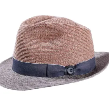 Strohhut Trilby aus Hanf und Leinen mit Jeanslook-Hutband|