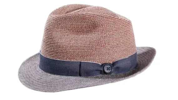 Strohhut Trilby aus Hanf und Leinen mit Jeanslook-Hutband|