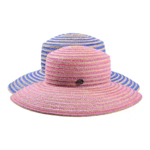 Damen Sommerhut Cloche aus Hanf mit breiter Krempe in Pink und Blau|Damen Sommerhut Cloche aus Hanf mit breiter Krempe in Pink und Blau|Damen Sommerhut Cloche aus Hanf mit breiter Krempe in Pink und Blau|||