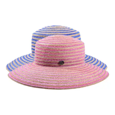 Damen Sommerhut Cloche aus Hanf mit breiter Krempe in Pink und Blau|Damen Sommerhut Cloche aus Hanf mit breiter Krempe in Pink und Blau|Damen Sommerhut Cloche aus Hanf mit breiter Krempe in Pink und Blau|||