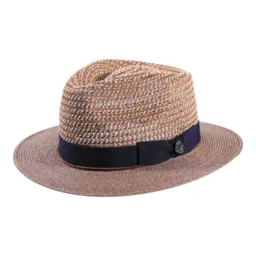 Fedora Strohhut Golden Hemp aus Hanf in Gold- oder Marineblau