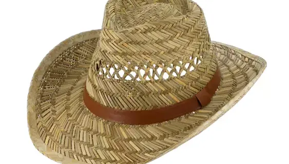 Strohhut Western Australier mit Kunstlederband