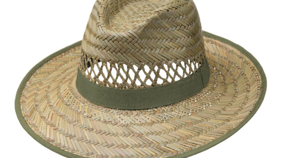 Strohhut Fedora mit Einfass und breiter Krempe