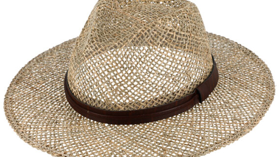 Strohhut Fedora Seegras mit Kunstlederband