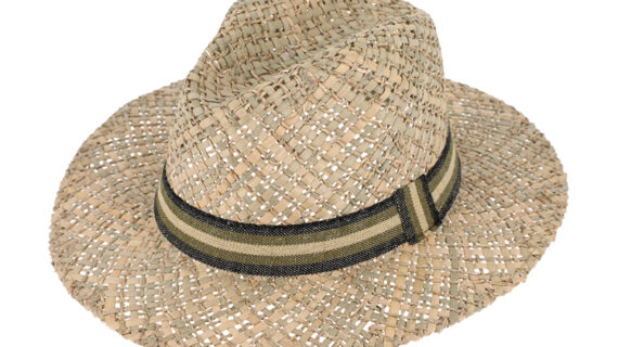 Strohhut Traveller Seegras mit gestreiftem Band