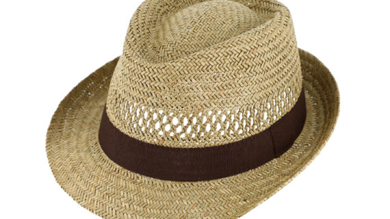 Strohhut Trilby mit einfarbigem Ripsband