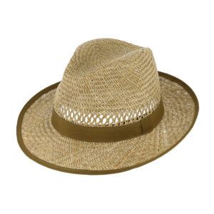 Strohhut Fedora Ripsband uni und Einfass