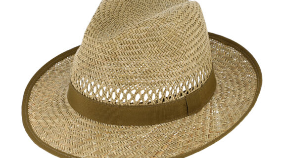 Strohhut Fedora Ripsband uni und Einfass