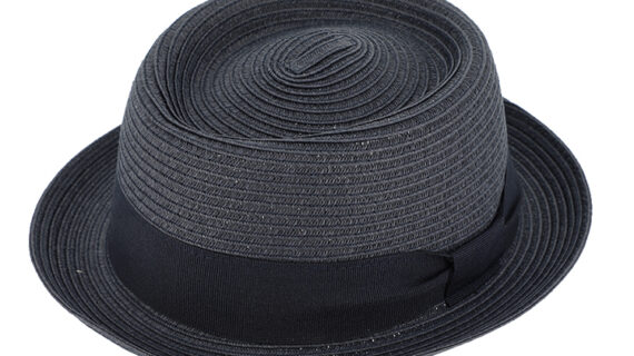 Papierhut Porkpie uni mit Ripsband