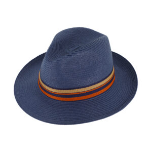 Papierhut Fedora mit gestreiftem Ripsband