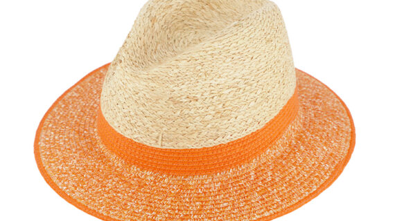 Papierhut Traveller melange mit Krone in Raffia
