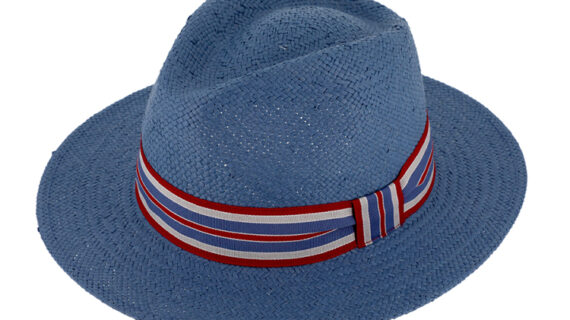 Papierhut Traveller uni mit gestreiftem Ripsband crushable