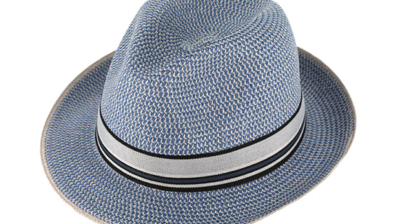 Papierhut Fedora melange gestreiftes Band