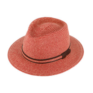 Papierhut Traveller melange mit PU-Garnitur