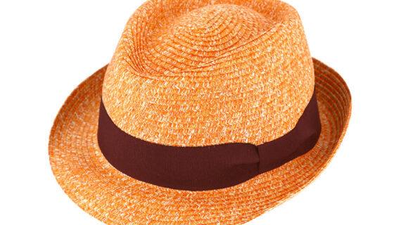 Papierhut Trilby melange mit passendem Ripsband