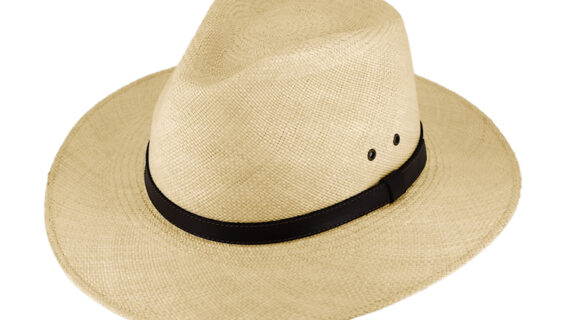 Panamahut Traveller mit Lochnieten und Lederband