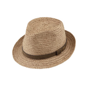 Papierhut Porkpie uni mit Kunstlederband