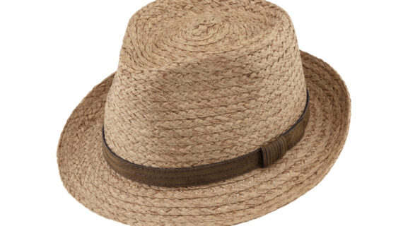 Papierhut Porkpie uni mit Kunstlederband