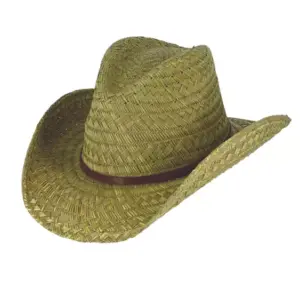 Strohhut Western mit Kunstlederband