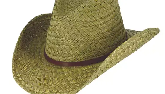 Strohhut Western mit Kunstlederband