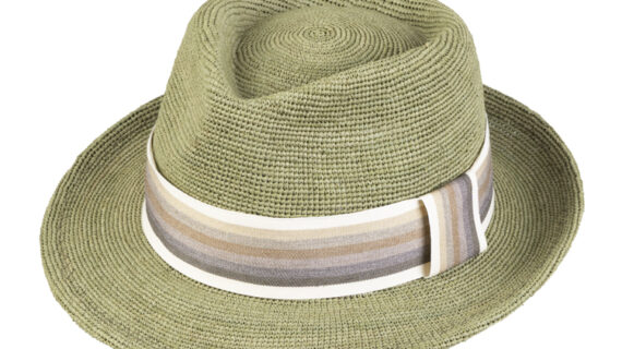 Strohhut Trilby feines Raffia  Band gestreift