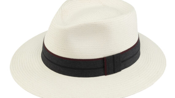 Papierhut Traveller Toyo-Stroh uni mit Band gestreift