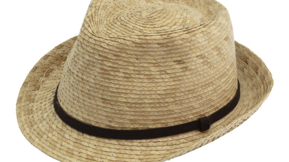 Palmenstrohhut Trilby Kunstlederband UV-Schutz