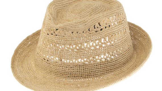 Strohhut Trilby Raffia Crochet mit Lochmuster